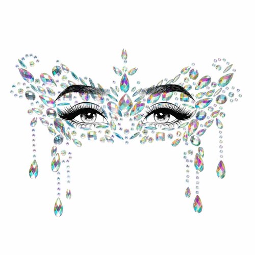Masquerade Mask Adhesive Face Jewels Sticker - Clear