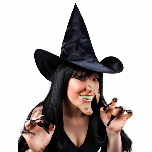 Witch Set - Hat, Nose, Chin, Teeth & Claws (Budget Quality)