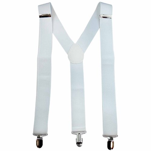 White Stretch Clip On Braces - Adult One Size