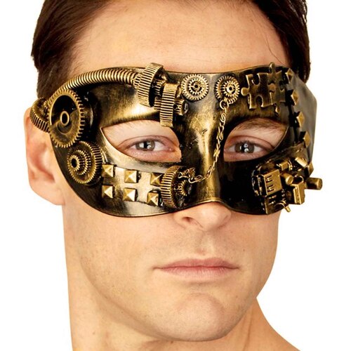 Steampunk Gold Black Eye Mask - Sinclair