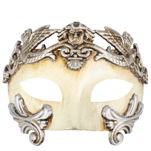Antonio Roman Platinum & Ivory Masquerade Mask 