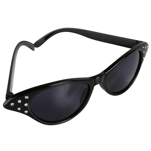 Black 50s Style Rhinestone Sunglasses