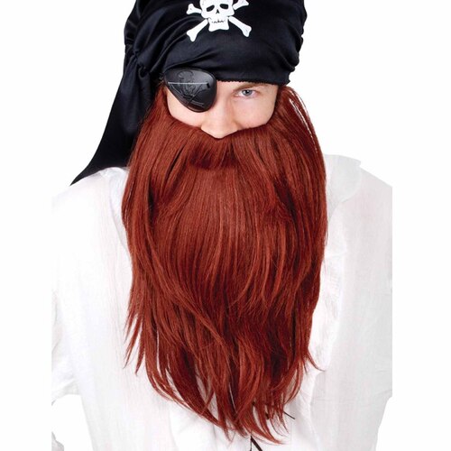 Long Pirate Beard & Moustache Set - Dark Red