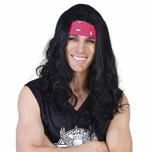 Ritchie Long Black Wig with Headband
