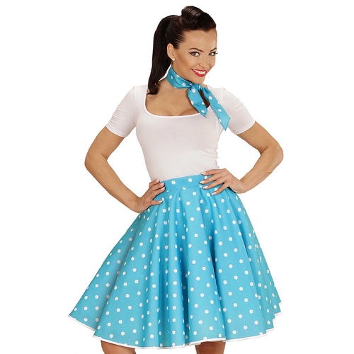 Turquoise 50s Polka Dot Skirt & Neck Scarf - Adult One Size