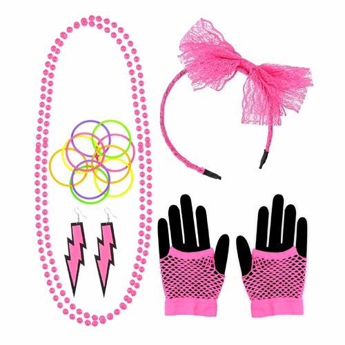 Pink 80s Accessories Set - One Size
