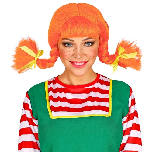 Playful Girl Orange Plaits Wig - Adult