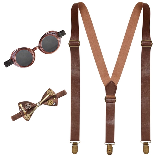 Steampunk Accessory Set (Braces, Bow Tie, Glasses)