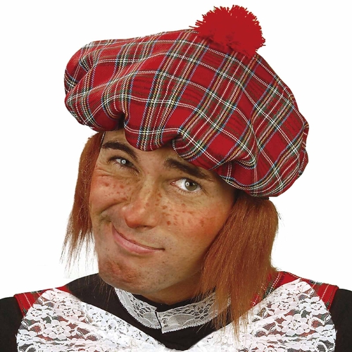 Scottish (Jimmy) Hat with Hair - Adult One Size
